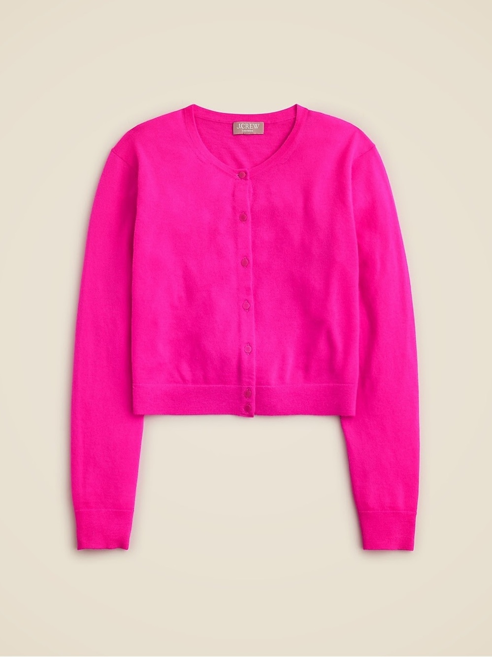 J. Crew Fuschia Pink Featherweight Cashmere Cardigan